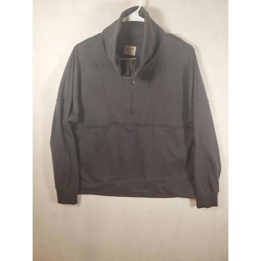 Anthropologie WILO The Label Bella 1/2 Zip In Vintage Black Size S
